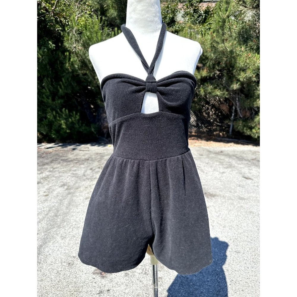 Wild Fable Romper Women Size Small Black Halter Neck Sleeveless Key hole Beach